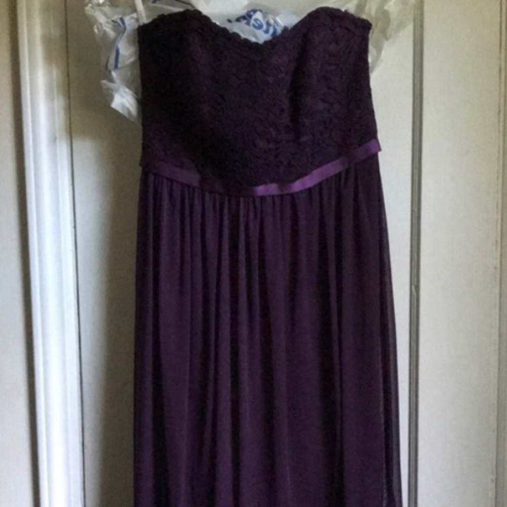 David’s Bridal Purple Strapless Dress
